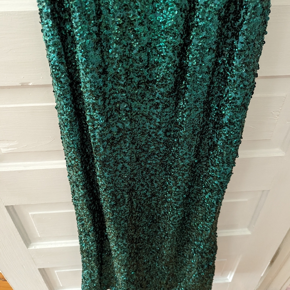 Green Sequin Floor Length Gown